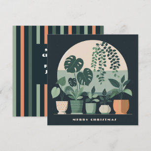 Tarjeta Festiva Navidades Naranja Green Potted Plants