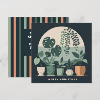 Tarjeta Festiva Navidades Naranja Green Potted Plants