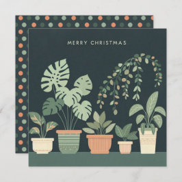 Tarjeta Festiva Navidades Naranja Green Potted Plants