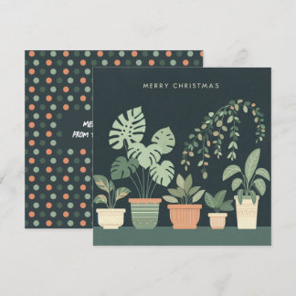 Tarjeta Festiva Navidades Naranja Green Potted Plants