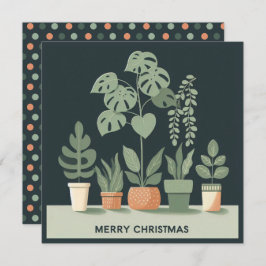 Tarjeta Festiva Navidades Naranja Green Potted Plants