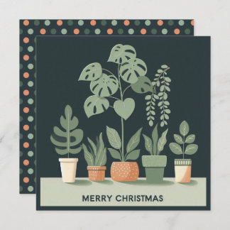 Tarjeta Festiva Navidades Naranja Green Potted Plants