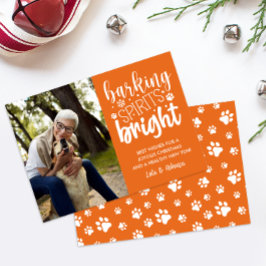 TARJETA FESTIVA NAVIDADES NARANJAS DE DOG BARKING SPIRIT BRIGHT PA