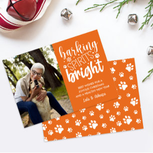 TARJETA FESTIVA NAVIDADES NARANJAS DE DOG BARKING SPIRIT BRIGHT PA