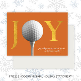 Tarjeta Festiva Navidades Naranjas de Golf Joy & Peace
