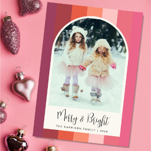 Tarjeta Festiva Navidades Naranjas rosados con arcos de Merry Brig