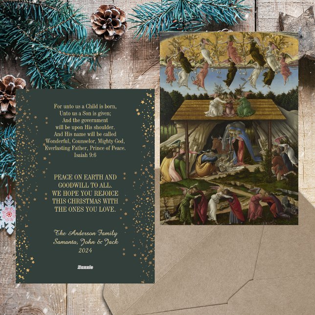 Tarjeta Festiva Navidades Natividad Botticelli Católica Cristiana (Christmas Nativity Scene by Sandro Botticelli Religious Christian Catholic Holiday Greetings Card)