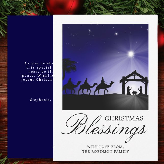 Tarjeta Festiva Navidades Natividad Escena Bendición Cristiana (Subido por el creador)