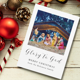 Tarjeta Festiva Navidades Natividad Escena Gloria a Dios