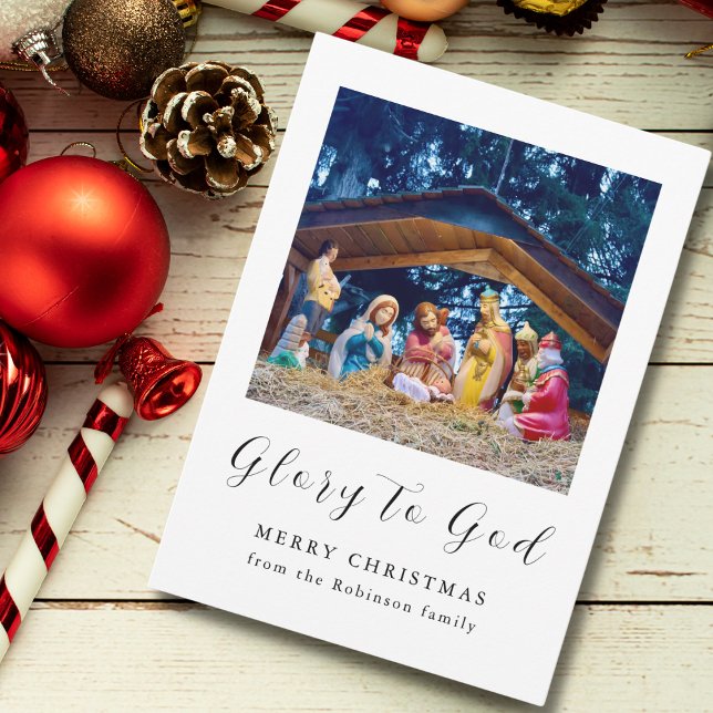 Tarjeta Festiva Navidades Natividad Escena Gloria a Dios (Subido por el creador)