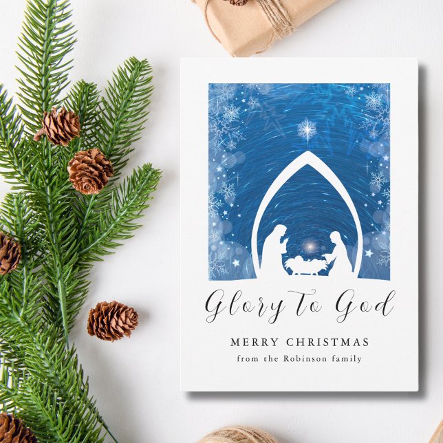 Tarjeta Festiva Navidades Natividad Escena Gloria a Dios (Subido por el creador)