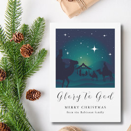 Tarjeta Festiva Navidades Natividad Escena Gloria a Dios