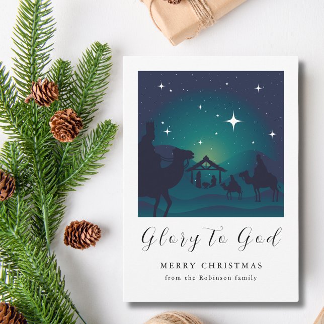 Tarjeta Festiva Navidades Natividad Escena Gloria a Dios (Subido por el creador)