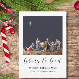 Tarjeta Festiva Navidades Natividad Escena Gloria a Dios