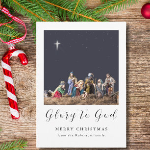 Tarjeta Festiva Navidades Natividad Escena Gloria a Dios