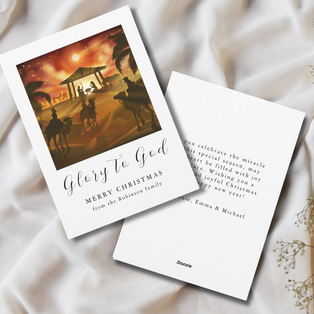 Tarjeta Festiva Navidades Natividad Escena Gloria a Dios (Subido por el creador)
