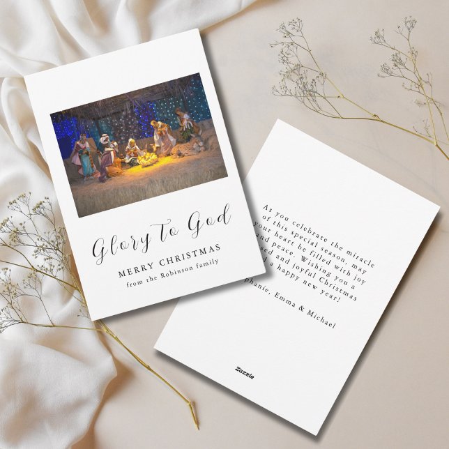 Tarjeta Festiva Navidades Natividad Escena Gloria a Dios (Subido por el creador)