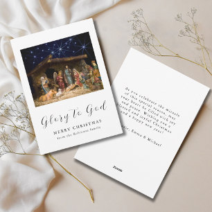 Tarjeta Festiva Navidades Natividad Escena Gloria a Dios