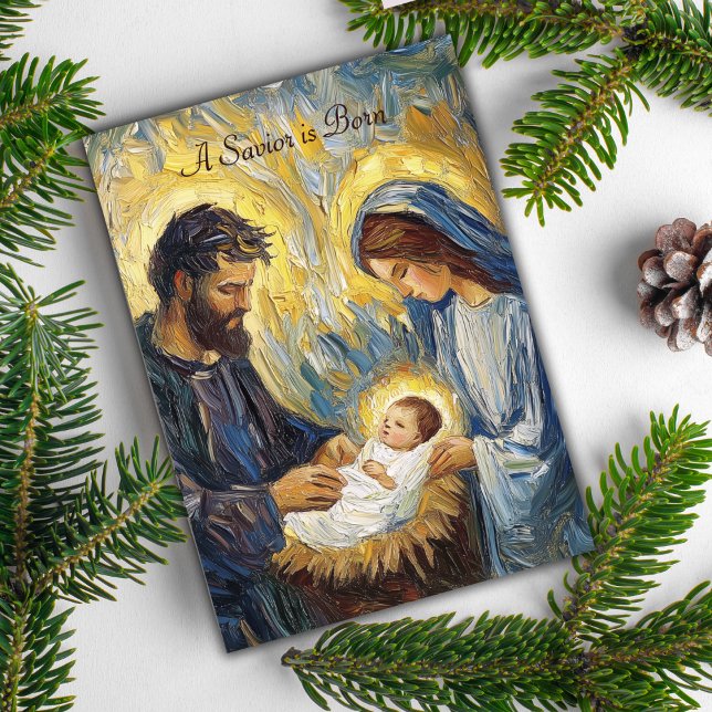 Tarjeta Festiva Navidades Natividad "Nace un salvador" Luke2:11 (Subido por el creador)