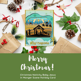 Tarjeta Festiva Navidades Natividad Niño Jesús en la escena del Ma