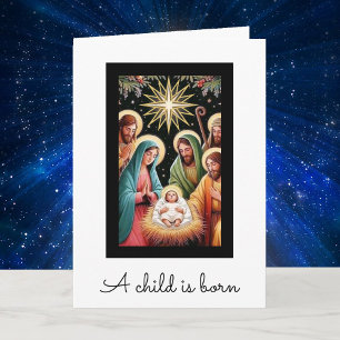 Tarjeta Festiva Navidades Natividad Religiosa Añadir tu mensaje