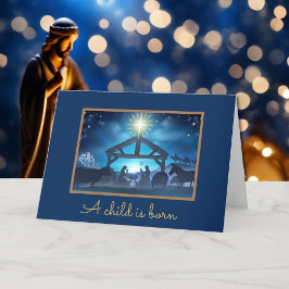 Tarjeta Festiva Navidades Natividad Religiosa Añadir tu mensaje