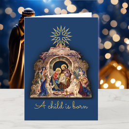 Tarjeta Festiva Navidades Natividad Religiosa Añadir tu mensaje