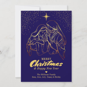 Tarjeta Festiva Navidades Natividad Religiosa Elegante Foto Famili