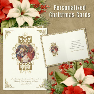 Tarjeta Festiva Navidades Natividad religiosa Jesús María José