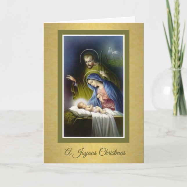 Tarjeta Festiva Navidades, Natividad, Virgen María, Cristo Niño, (Anverso)