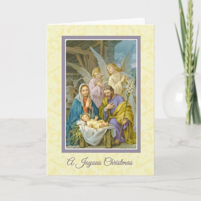 Tarjeta Festiva Navidades, Natividad, Virgen María, Cristo Niño, (Anverso)