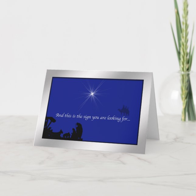 Tarjeta Festiva Navidades, Natividad y Estrella (Anverso)