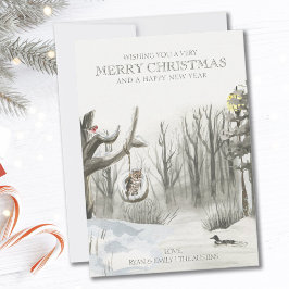 Tarjeta Festiva Navidades naturales de la región de Woodland en in