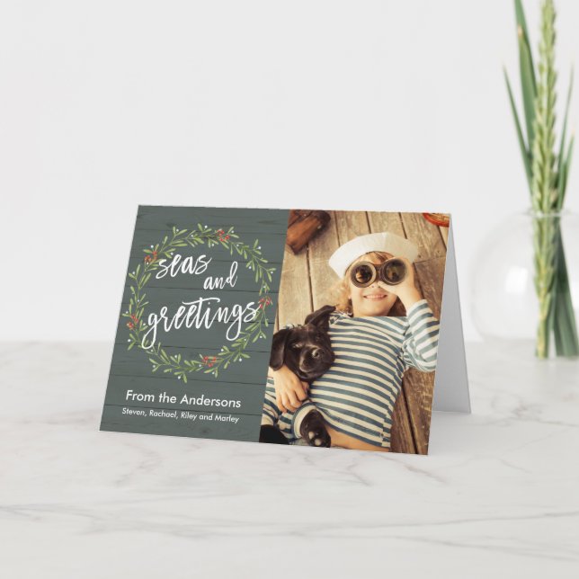 Tarjeta Festiva Navidades náuticos con tu foto (Anverso)