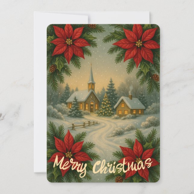 Tarjeta Festiva Navidades Navidades de paisajes Flores (Anverso)