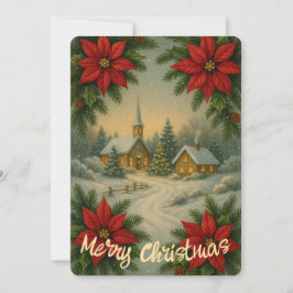 Tarjeta Festiva Navidades Navidades de paisajes Flores