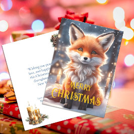 Tarjeta Festiva Navidades Navideñas Zorro Rojo Lindo Invierno Navi