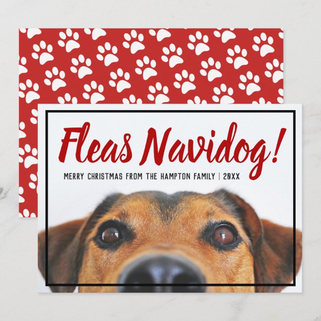 Tarjeta Festiva Navidades navideños adorablemente felices Mascotas (Anverso / Reverso)