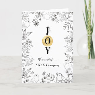 Tarjeta Festiva Navidades negocio de escritura floral de oro blanc