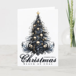 Tarjeta Festiva Navidades negros como árbol navideño de cráneo de 