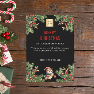Tarjeta Festiva Navidades negros de pino rojo berries de negocios