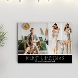 Tarjeta Festiva Navidades NEGROS Elegante mensaje de foto de 4 col