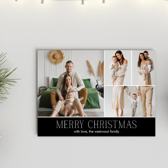 Tarjeta Festiva Navidades NEGROS Elegante mensaje de foto de 4 col (Subido por el creador)