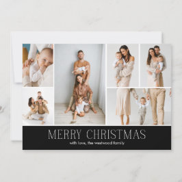 Tarjeta Festiva Navidades NEGROS Elegante mensaje de foto de 6 col
