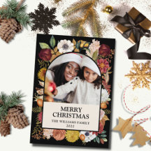 Navidades negros Floral Botánica Un Arco de Fotogr