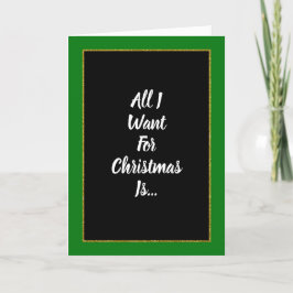 Tarjeta Festiva Navidades negros románticos del oro verde