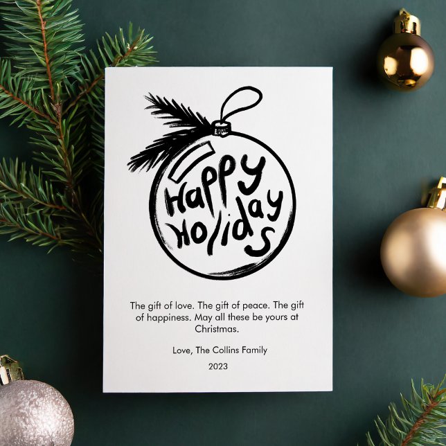 Tarjeta Festiva Navidades negros y blancos modernos planos (Subido por el creador)
