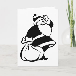 Tarjeta Festiva Navidades negros y blancos retro Papá Noel