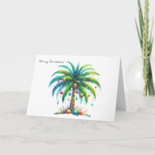 Tarjeta Festiva Navidades Neon Pink Palm Tree
