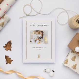 Tarjeta Festiva Navidades Neutrales Modernos Minimalistas de fotog